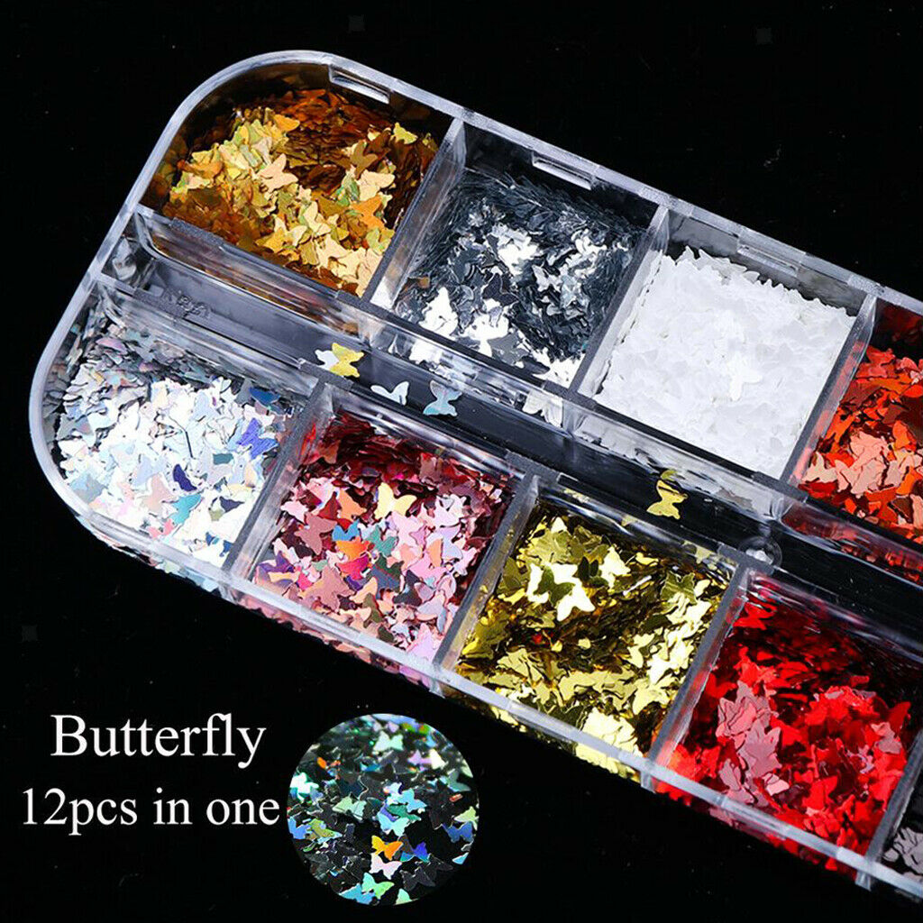 24 Colors Nail Glitter Foil Flakes Fragments Manicure Nails Art Decals