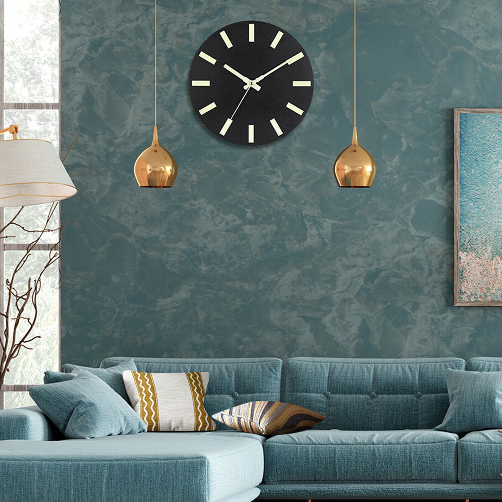 Modern Wooden Round Luminous Wall Clock Night Light Quartz Clocks Office