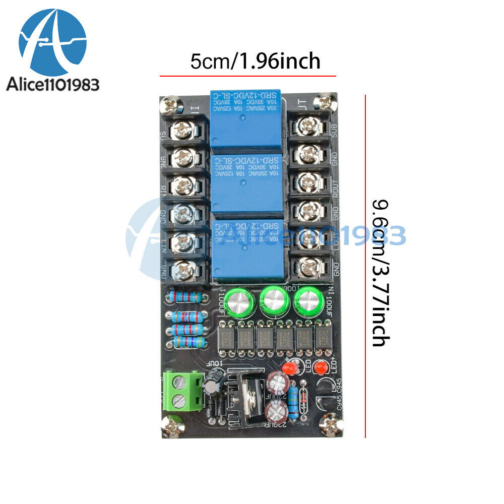 AC 12V-15V Stereo 2.1 Audio Amplifier Speaker Protection Delay Turn On Board NEw