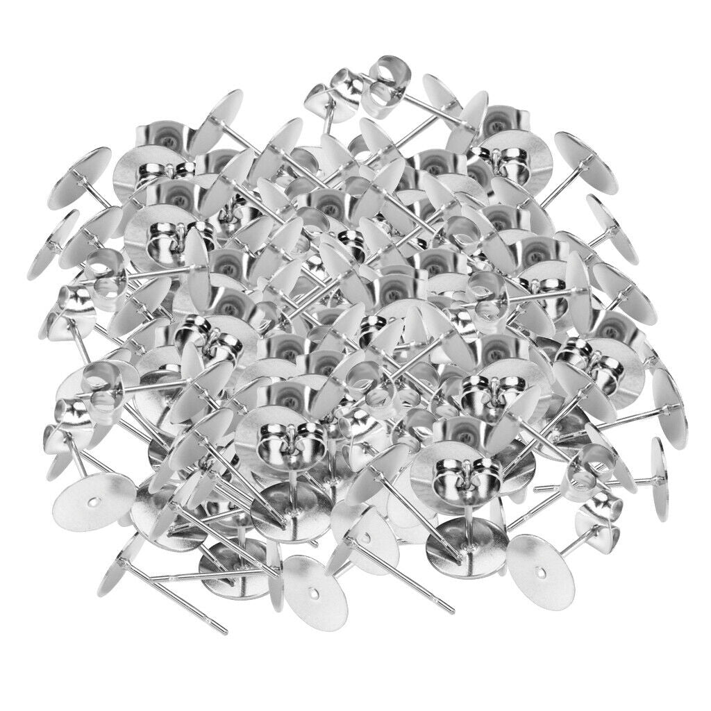 100 Pcs Stainless Steel Blank Earrings Setting for Earrings Accessories