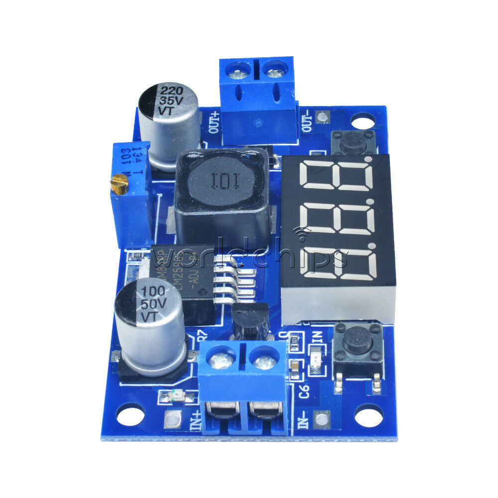 2PCS LM2596 Buck Step-down Power Converter Module 4.0~40 to 1.3-37V Voltmeter