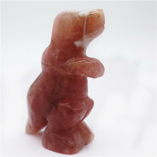 54x33x20mm Strawberry Crystal Carved Dinosaur Decoration Statue Decor HH7947