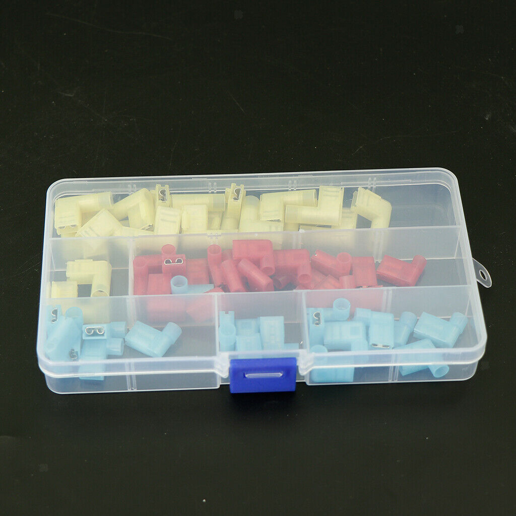 60 Pieces Flag Spade Female Insulated Quick Disconnect Crimp Terminals Connector