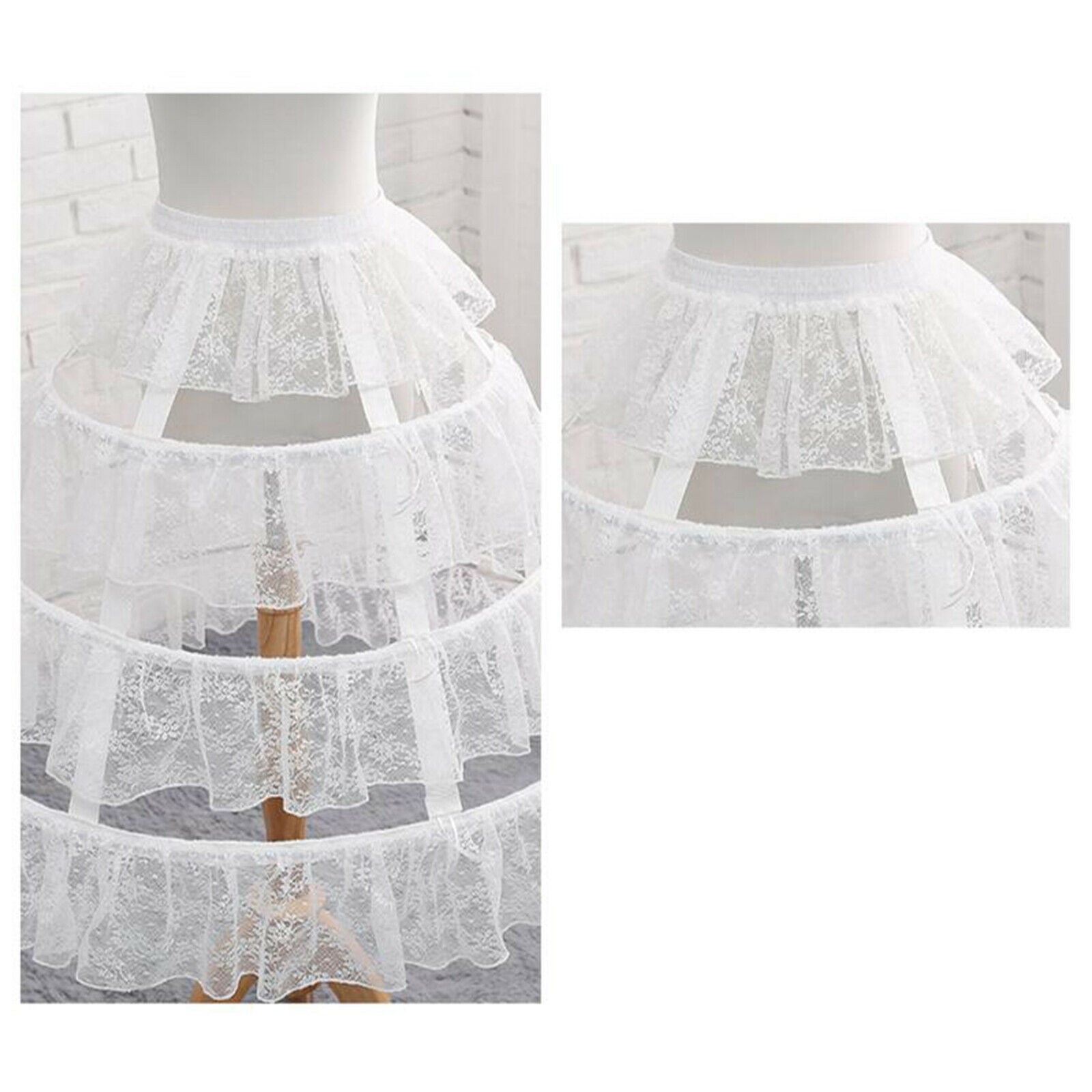 Lolita Gothic Dress Crinoline Hoop Cage Skirt Pannier Bustle Petticoat White