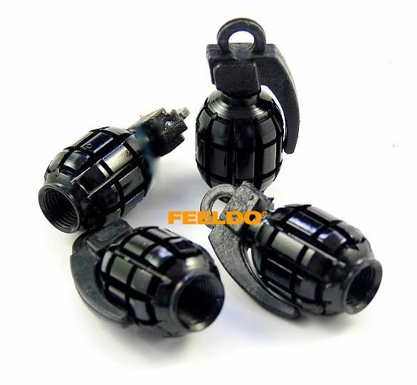 4 x Black Grenade Style Wheel Tire Valve Dust Stems Cap Covers For Mercedes-Benz