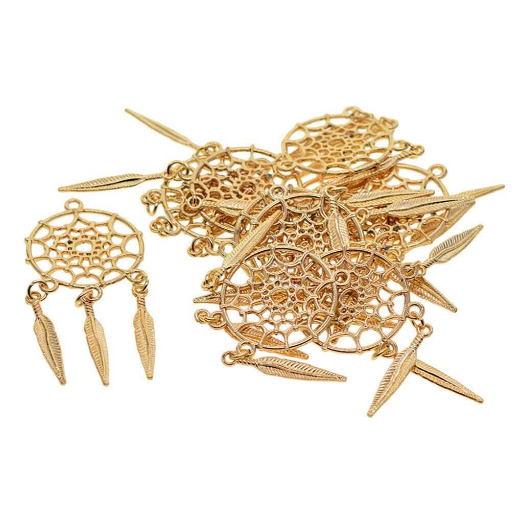 10 Pieces Feather Tassel Charms Pendants Jewelry Making Accessories for DIY