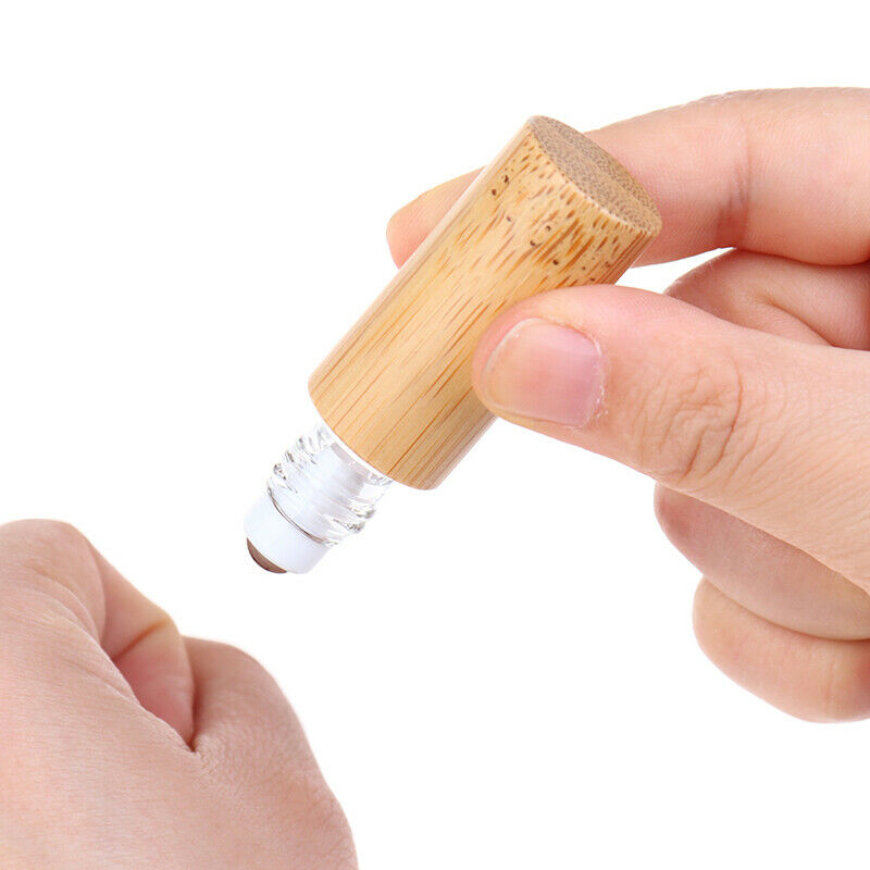 5ML Bamboo Wood Bottle Perfume Empty Oil Bottle Stainless Roll On Ball PerfuBDD
