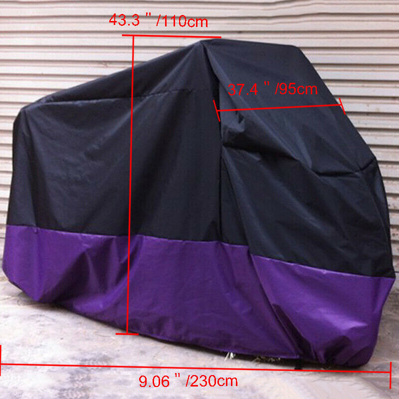 One XL Size Black/Purple Motorcycle Cover Rain Dust Protector Bike Universal