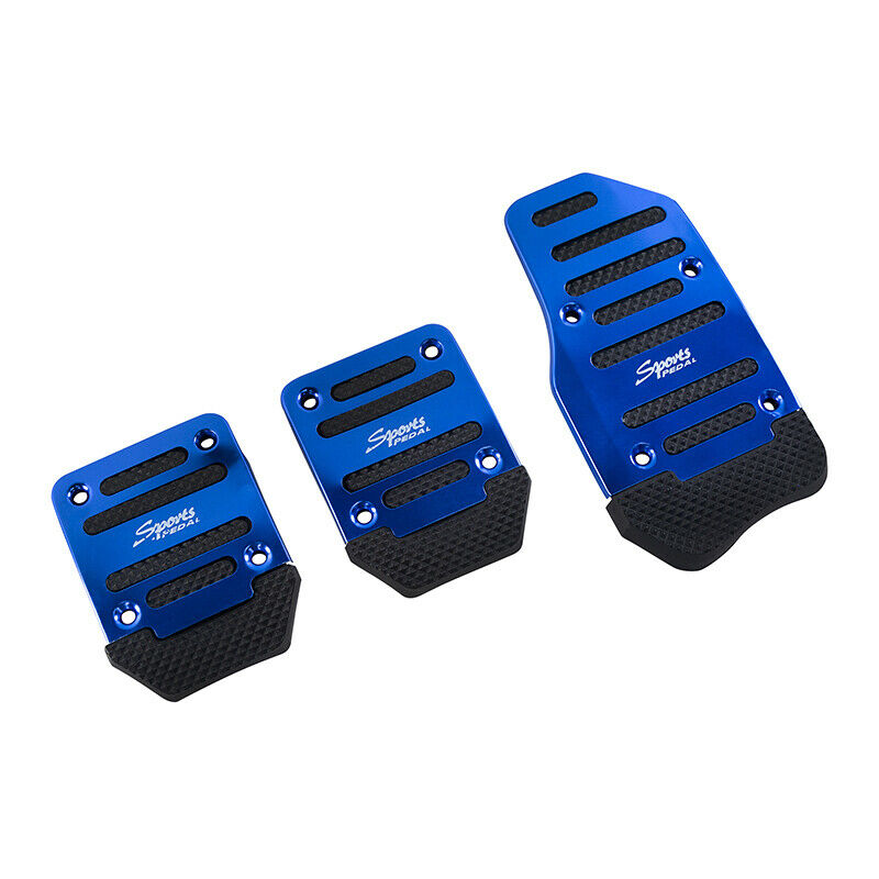 3Pcs Universal Non-Slip Manual Gas Brake Foot Pedal Pad Cover Accelerator Blue