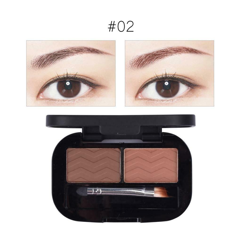 2 Colors Long Lasting Eyebrow Powder Palette Makeup with Brush Applicator#2