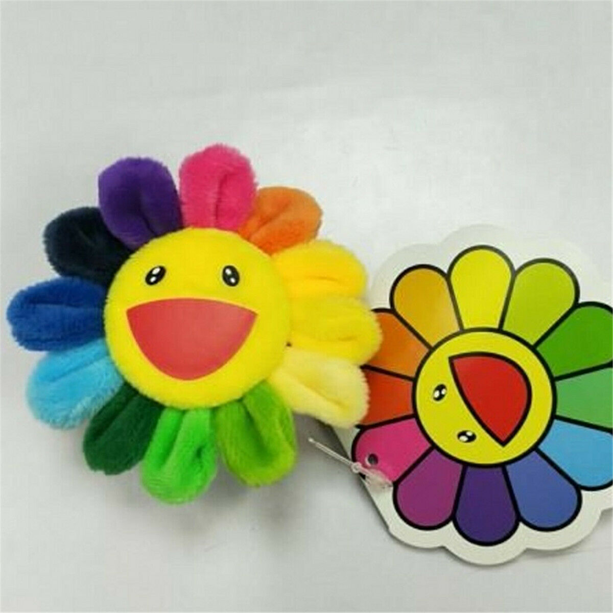 Takashi Murakami Kiki Kaikai Flower Brooch Rainbow Pin Badge Strap Plush Pendant