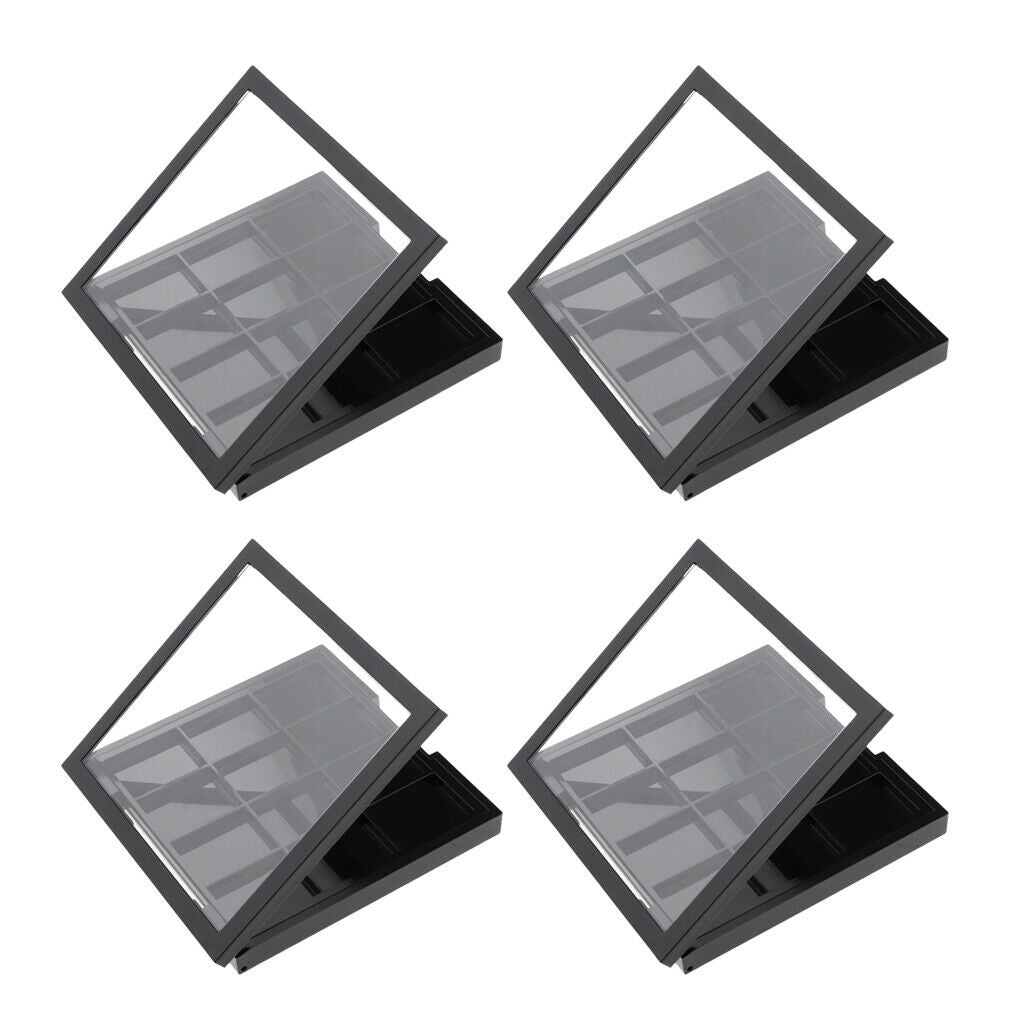 4Pcs 12 Slots Empty Eyeshadow Palette Case for Concealer Pigment Black