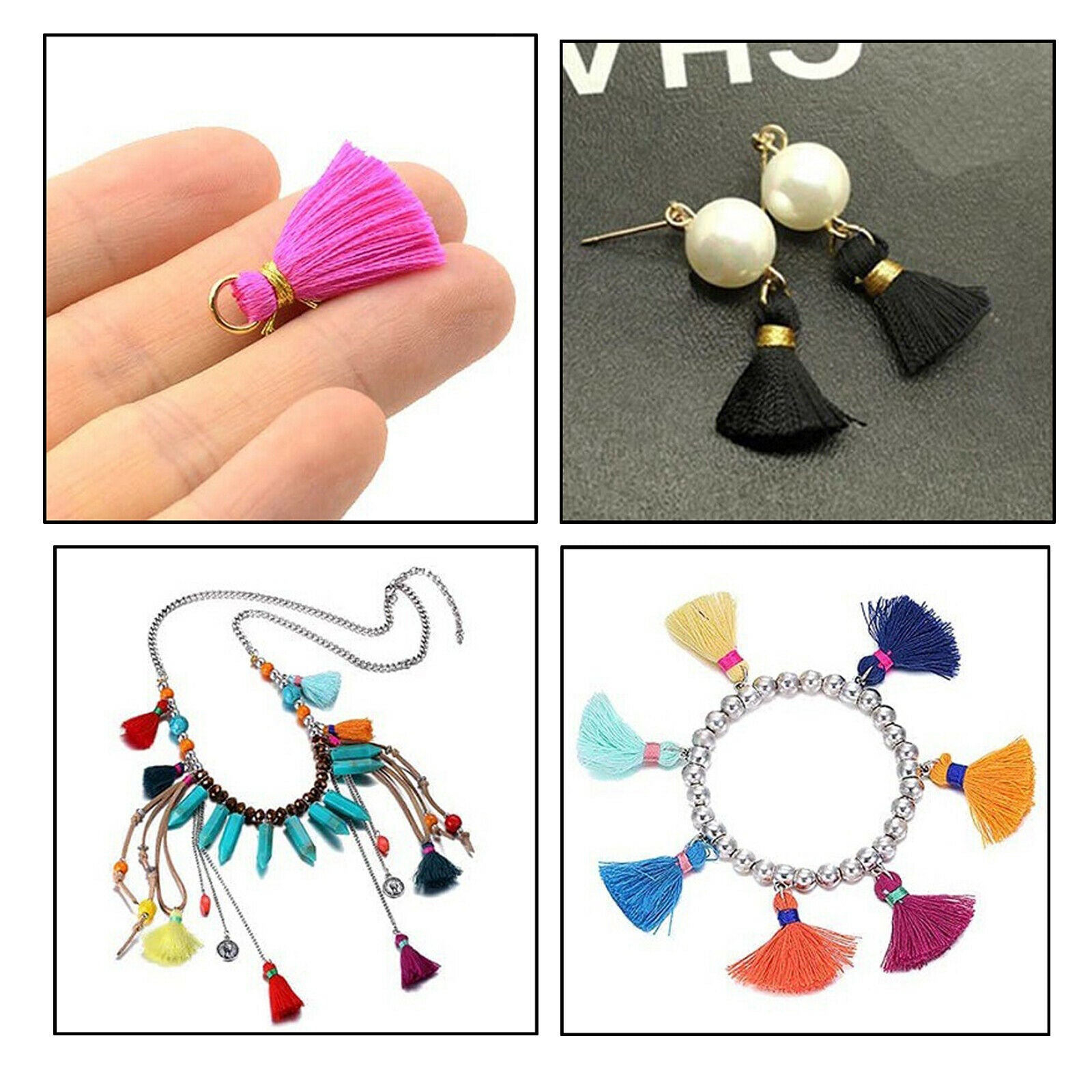 Charms Tassel Kit Bulk Mixed Color Metal Tassel Charm Pendants for DIY Woman