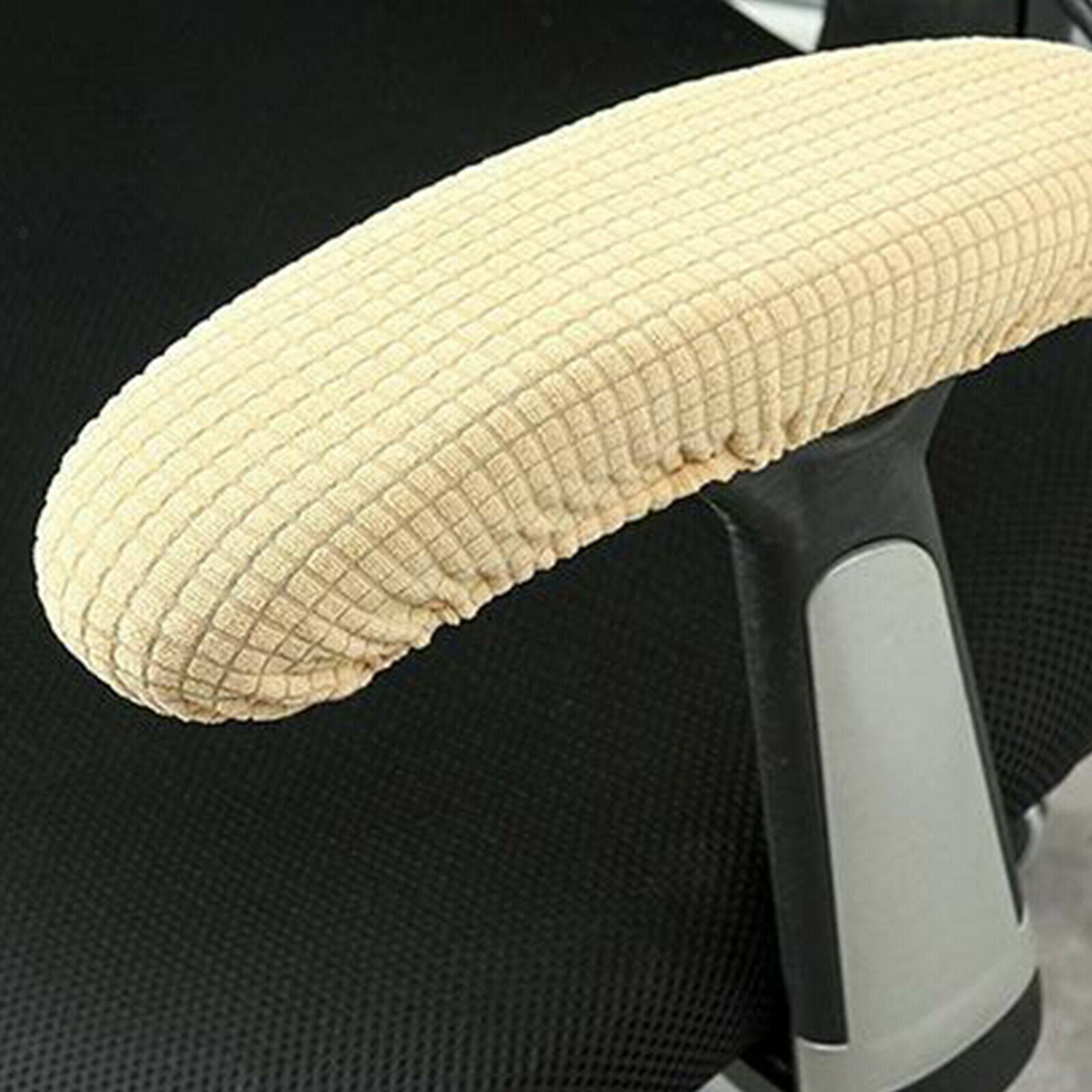 2X Elastic Chair Armrest Covers Office Chair Elbow Arm Rest Protector Beige