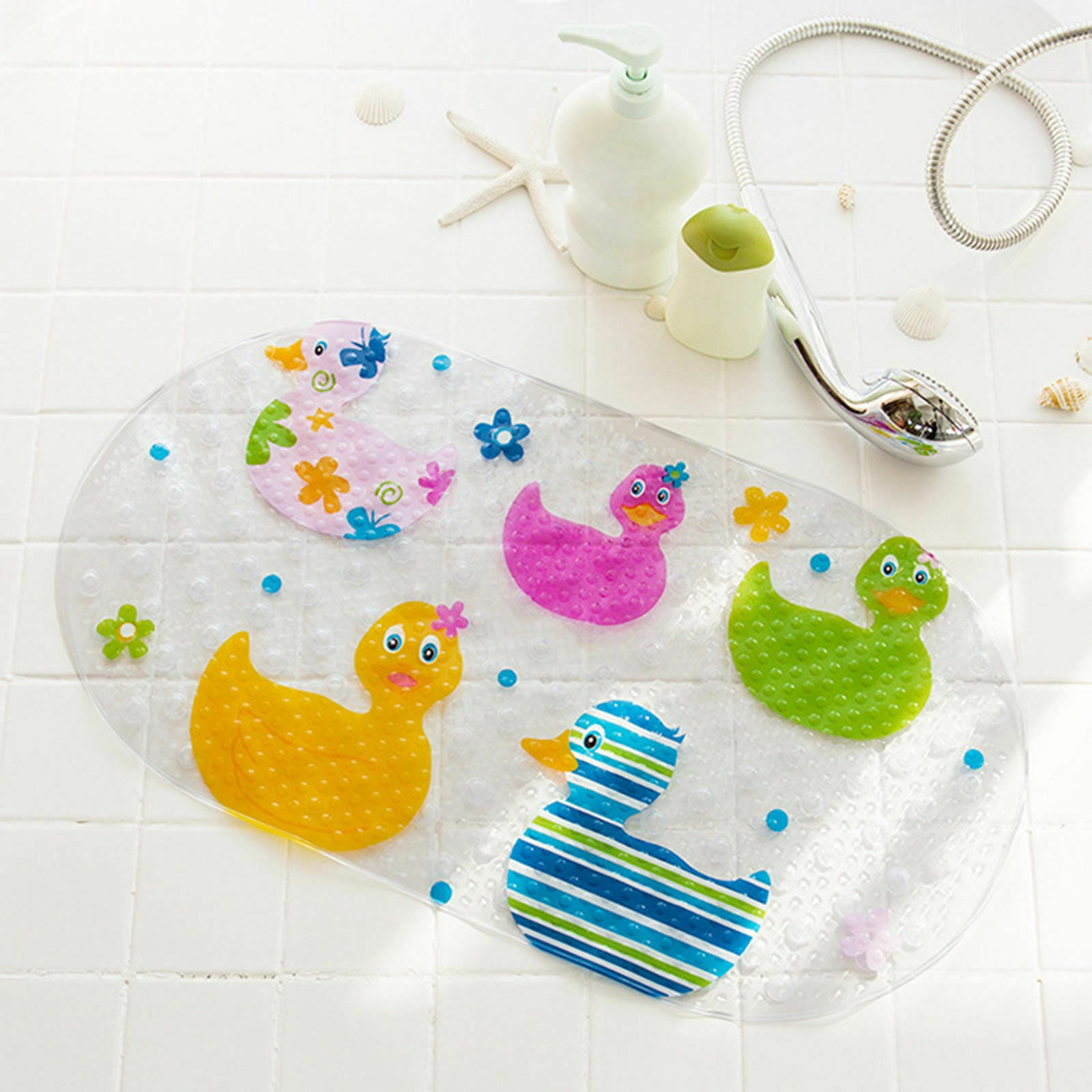 1PC Oval Bath Mat 69x38cm Non-Slip Suction Soft Massage Bathroom Floor Mat