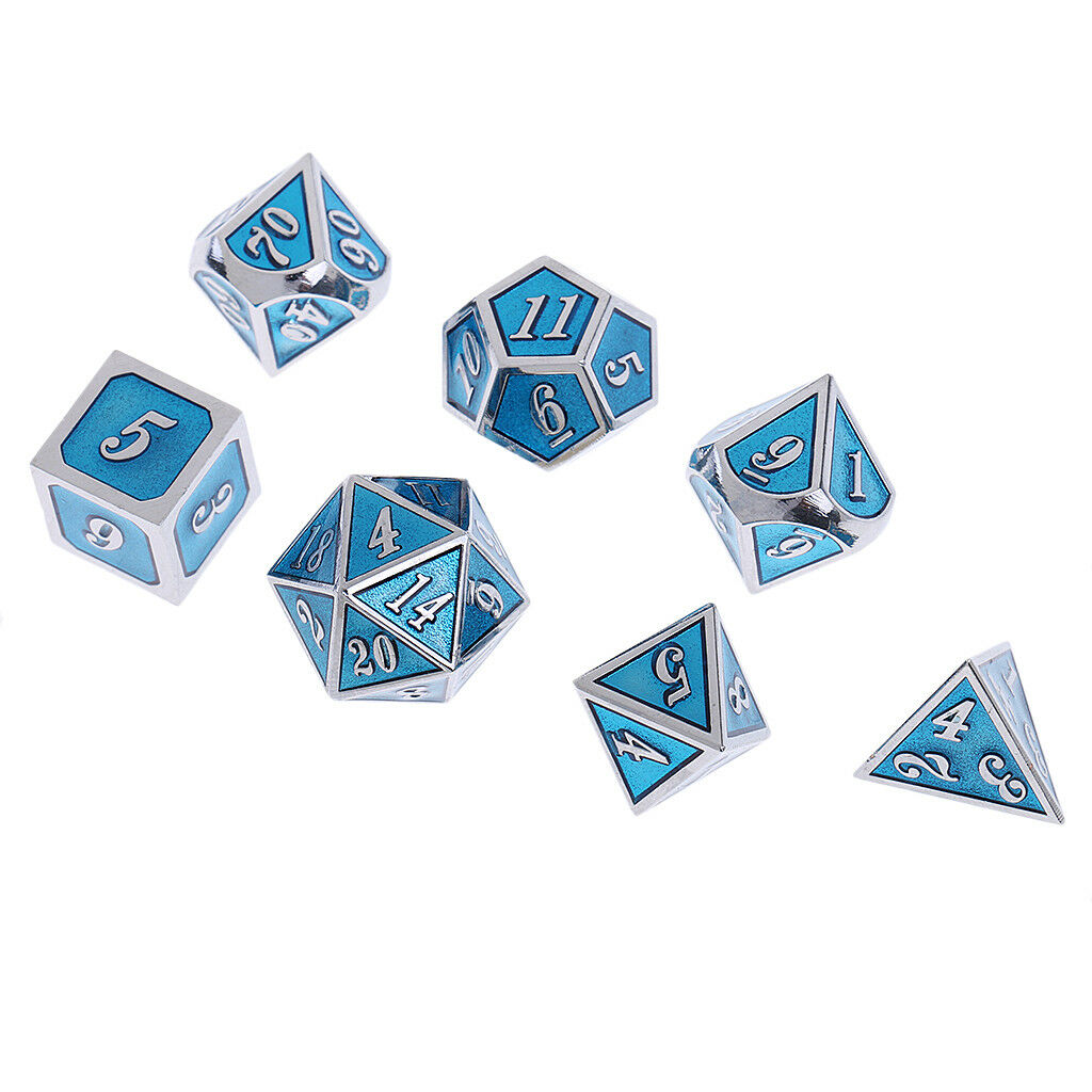 7 Set Metal Polyhedral Dice for  DND +Dice Cup Black #C