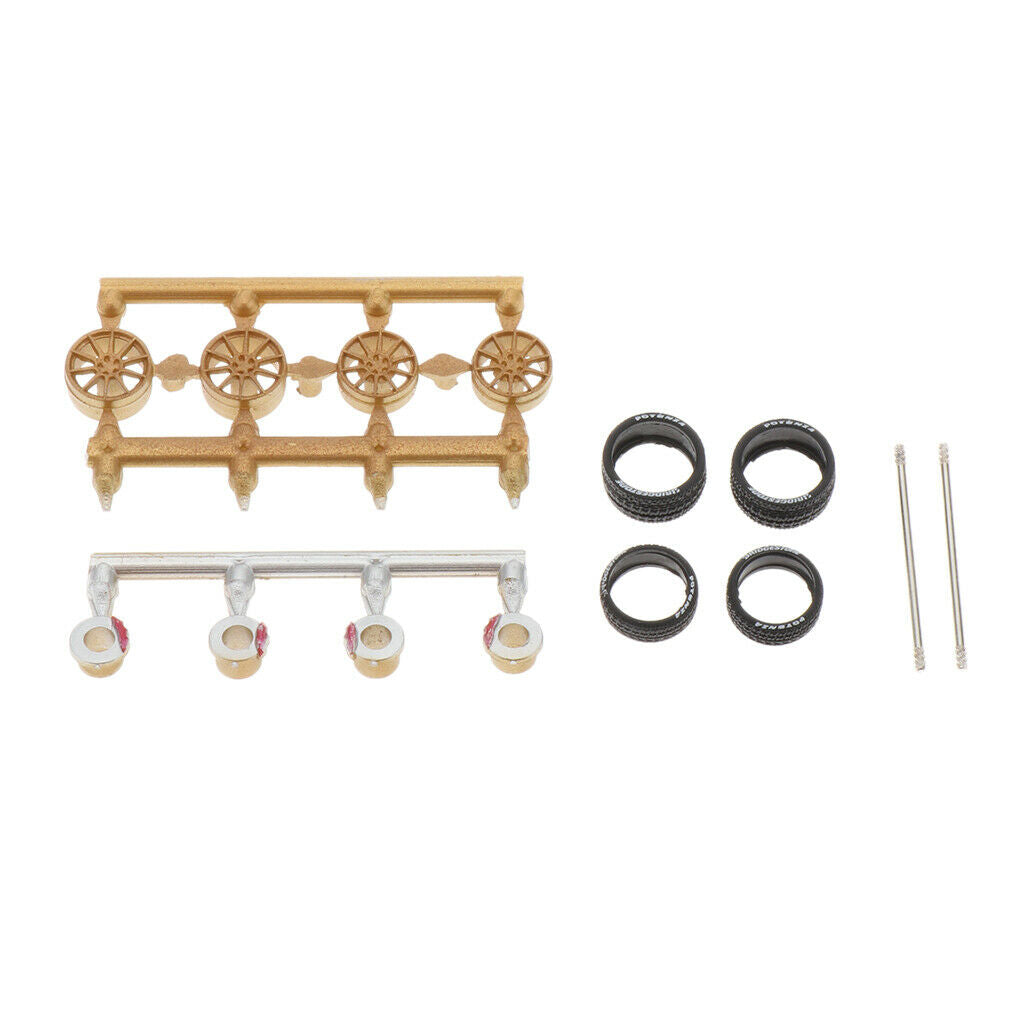 12pc 1:64 Wheels Rims Hub w/ Brake Rubber Tires for Tomica Car Kids Toys