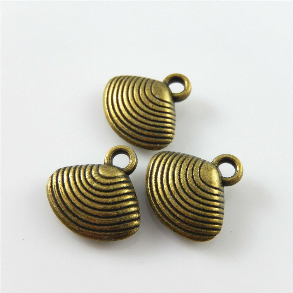 20 pcs Antiqued Bronze Fan Shell Alloy Charm Seashell Pendant Findings 17x12x6mm