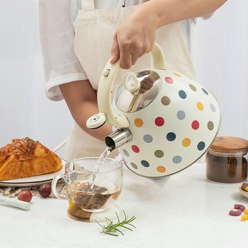 3L Stainless Steel Whistling Tea Kettle Teapot with Heat-Resistant Handle CoL3V9
