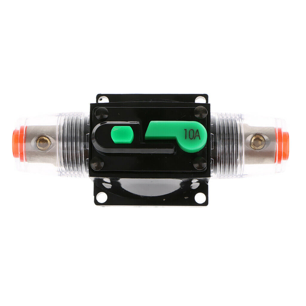 10Amp Circuit Breaker with Manual Reset Car Stereo Audio Fuse Holder Inline
