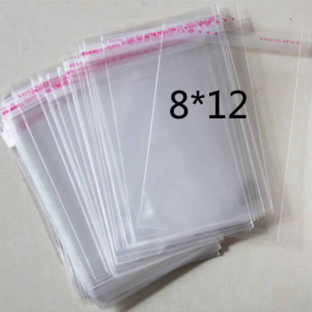 100pcs 8cmx12cm Self Adhesive Plastic Bag Clear Jewelry Packaging 3.1"x4.7"