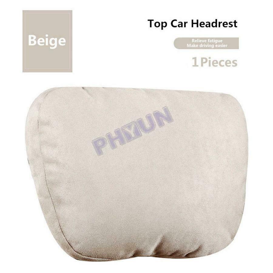 Beige Car Headrest Pillow Neck Pillow Travel Headrest Super Soft Universal