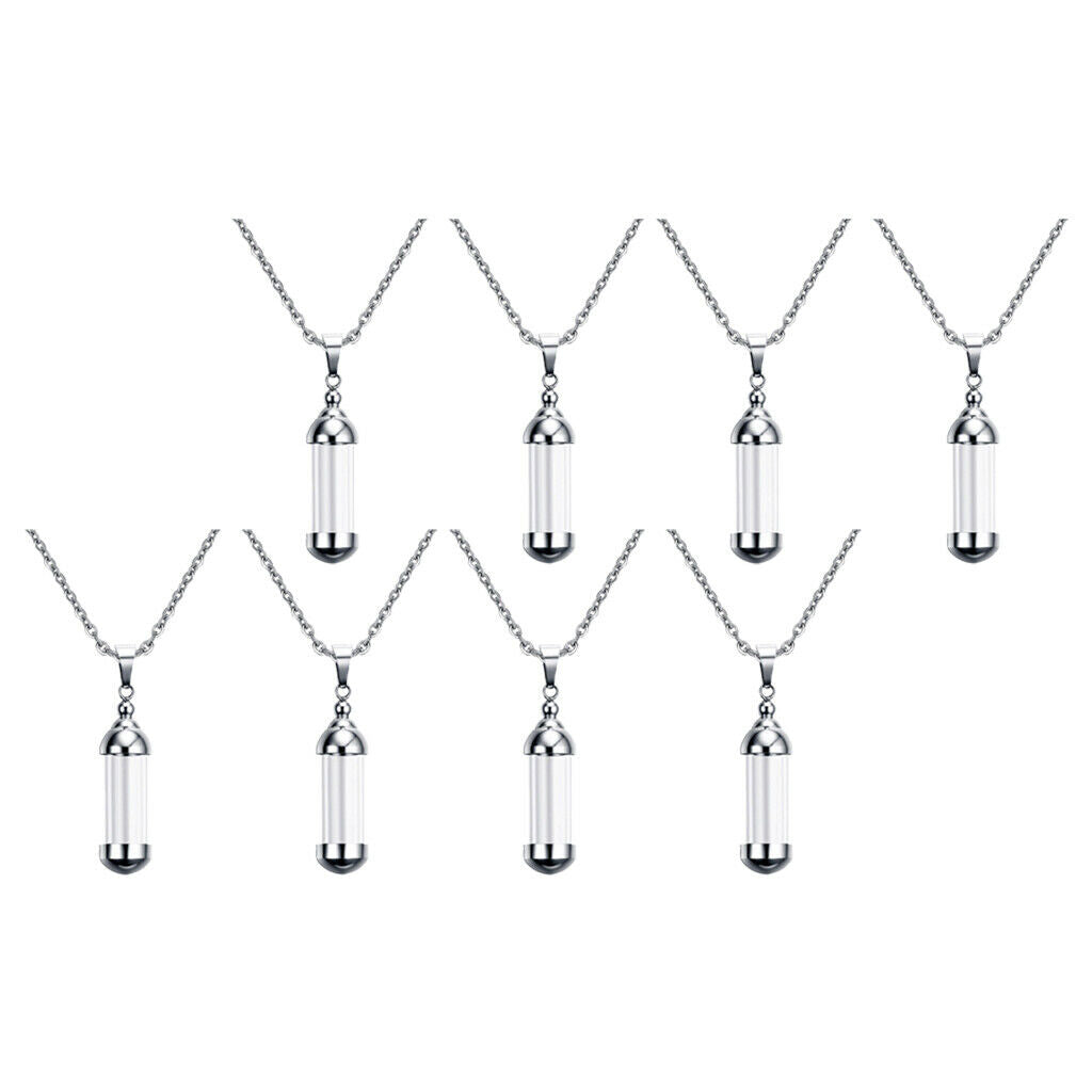 8x Steel Glass Urn Ash Pendant Necklace for Ashes Hair Keepsake Cremation