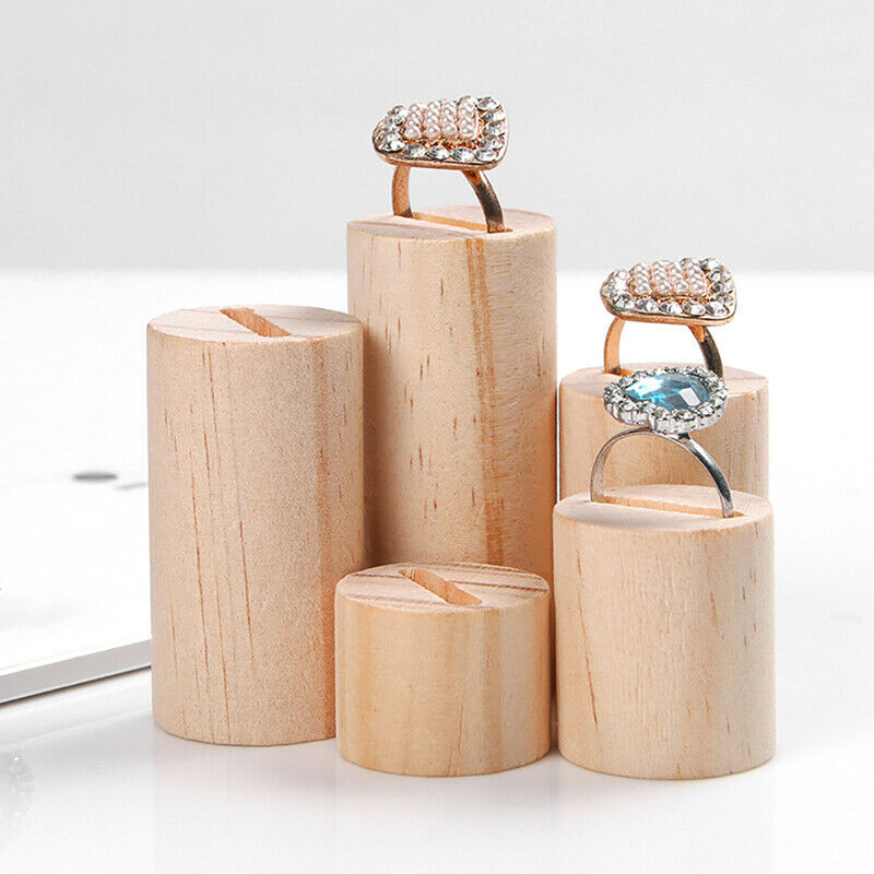 5 Pcs Wooden Ring Jewelry Display Rack Organizer Stand Cone Shape Ring Holder