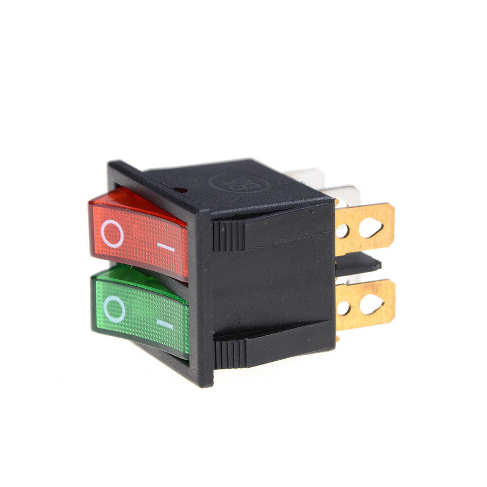 Red Green Light 6Pins Double SPST On/Off Boat Switch 16A 250V AC 20A 12 WF