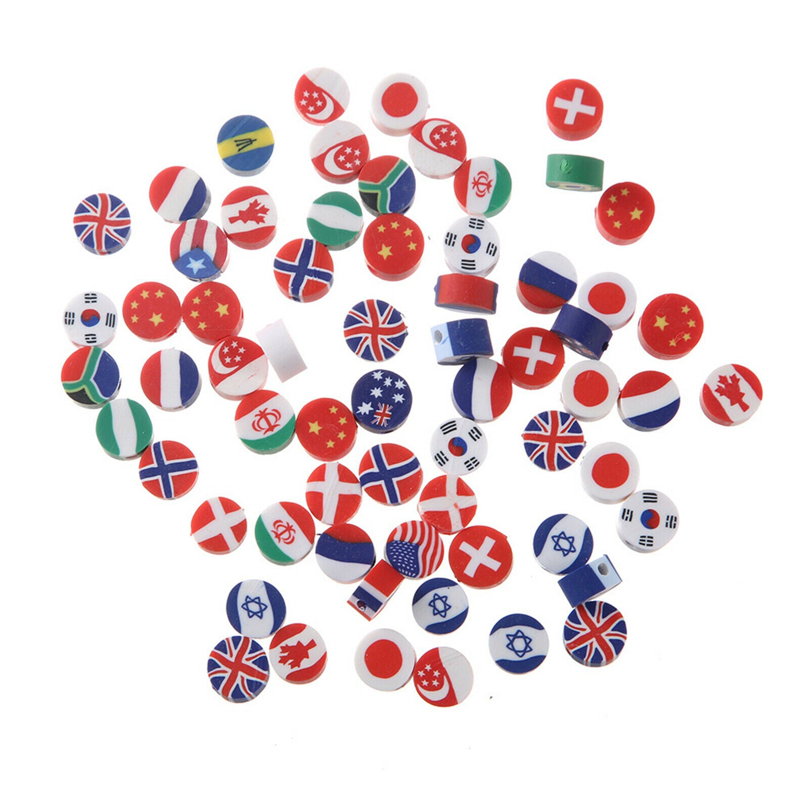Clay National Flag Beads Beads Jewelry Marking DIY Craft Color Mixed 10mm