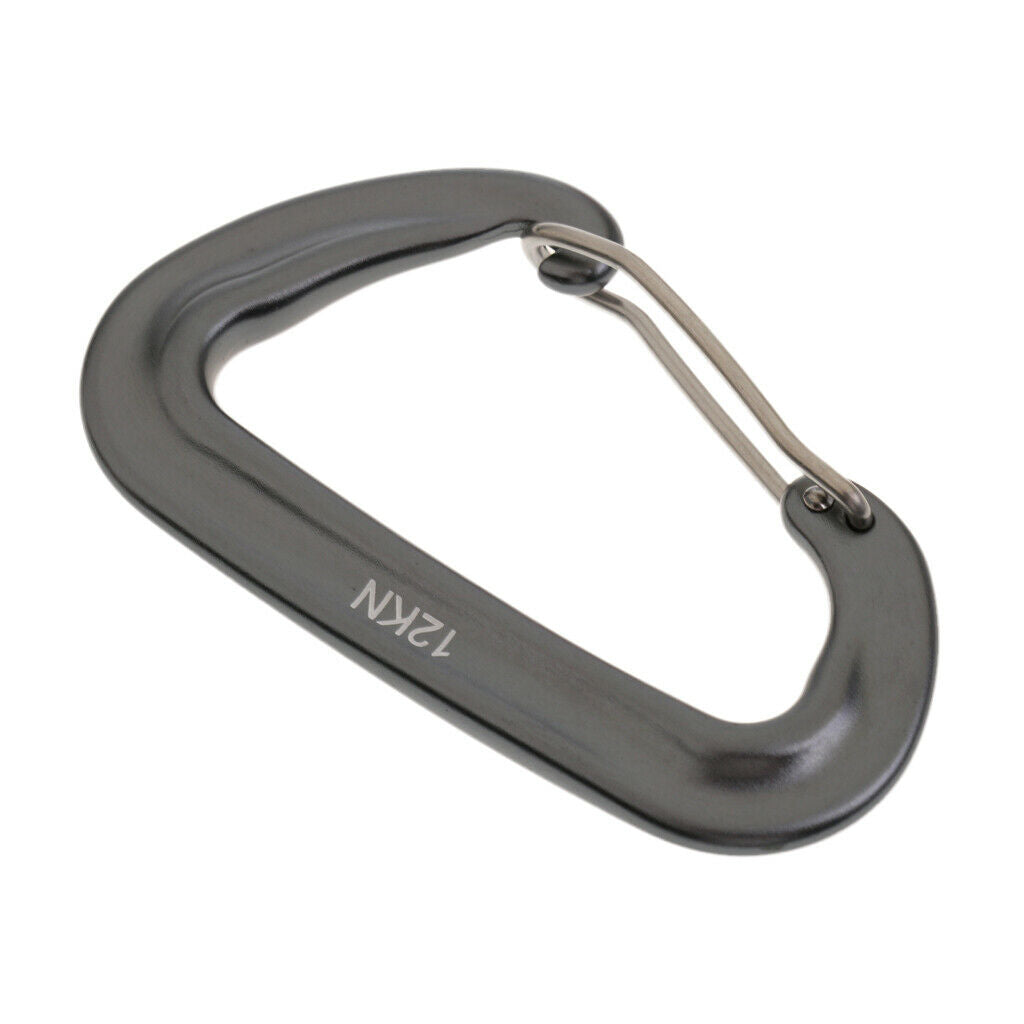 12KN Aluminium Carabiner Clip For Hammocks Climbing Backpack Hook Metal Gray