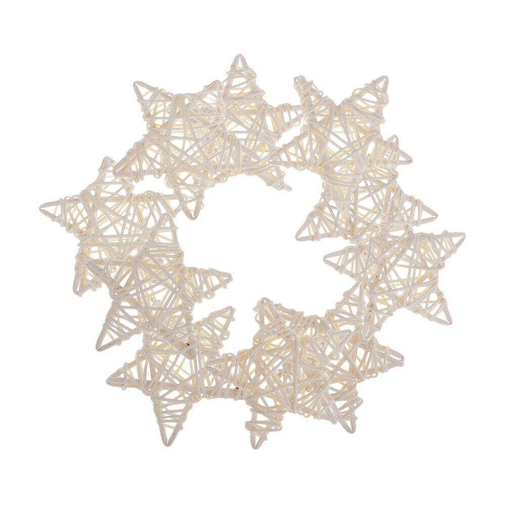 10pcs 7cm White Star Rattan Wicker Ball Christmas Tree Ornament Decorations