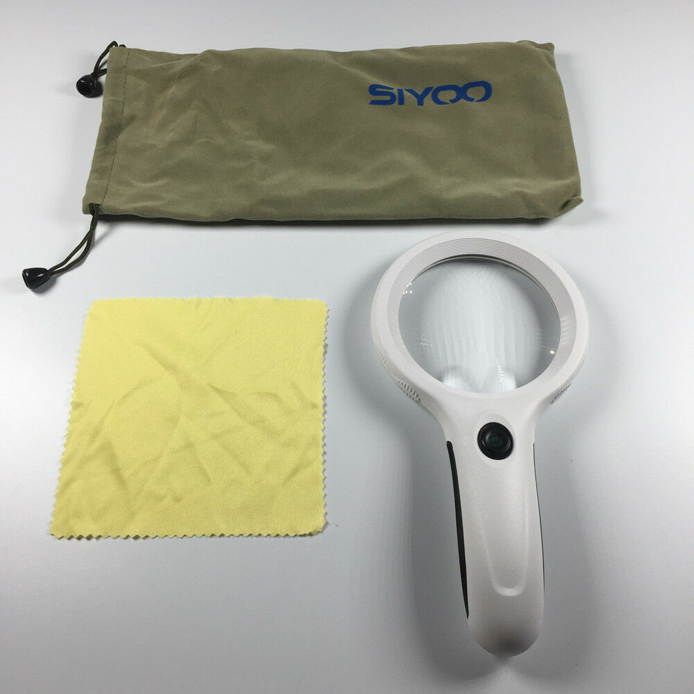 10X（20X Auxiliary）Hand-hold Magnifying Glass Dia. 90mm with 8 LED Lights
