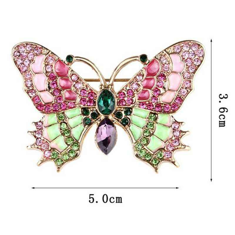 Colorful Enamel Cute Retro Butterfly Rhinestone Crystal Brooch Pin Jewelr.l8