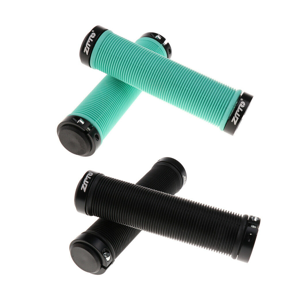 2Pairs Bike Handlebar Grips Silicone Lock on Ergonomics Damping Grips&Ends