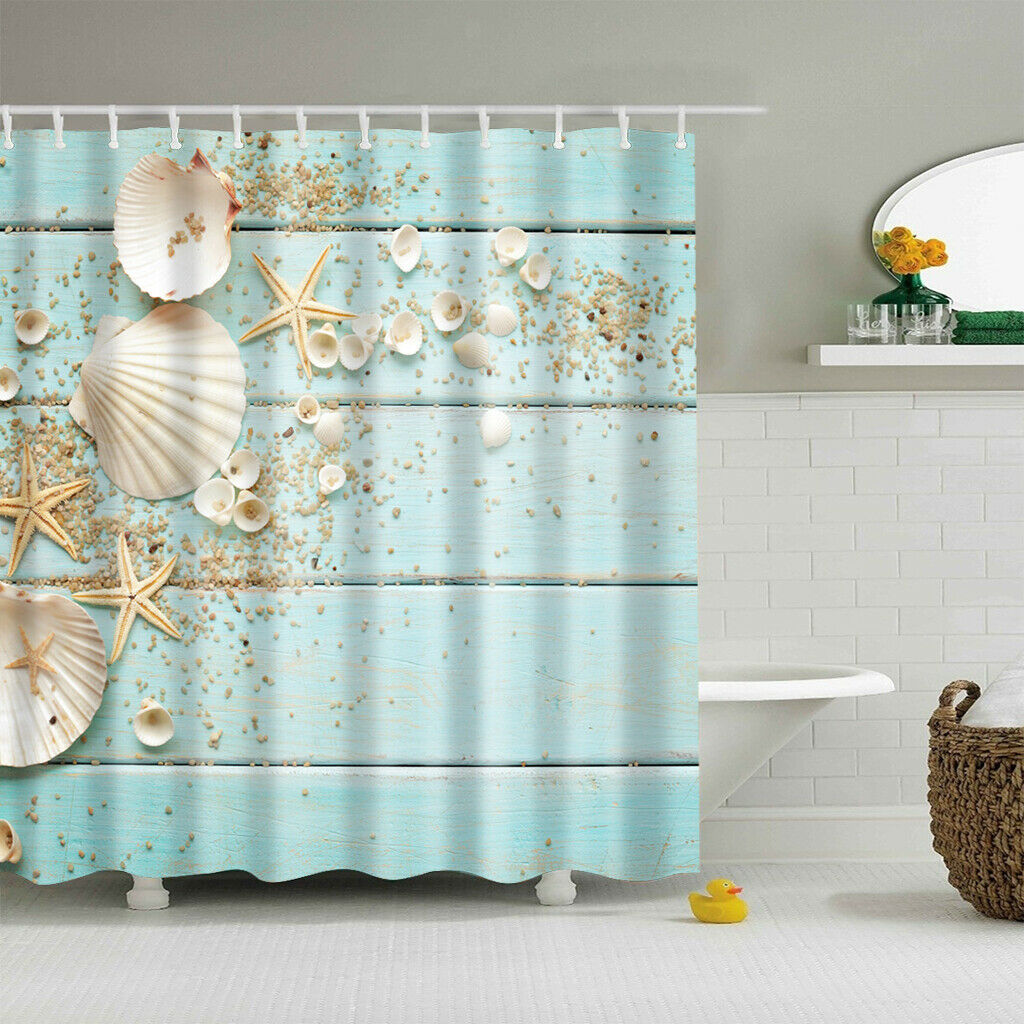 Modern Novelty Bathroom Shower Curtain with 12 Hooks Decor 180cm x 180cm 1
