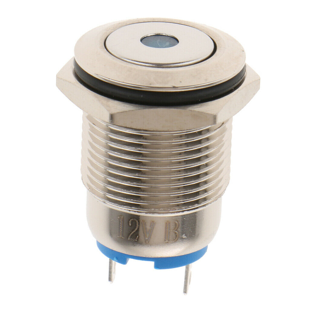 16mm 12V IP67 Waterproof LED Metal Indicator Blue Light Lamp  Type A
