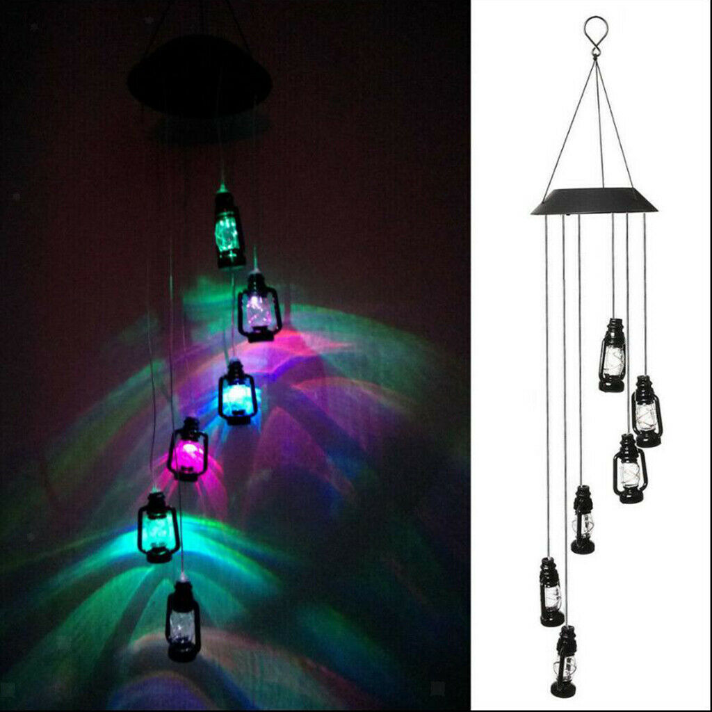 Solar Powered Colour Changing Led Wind Chimes Garden Pathway Decor Gift