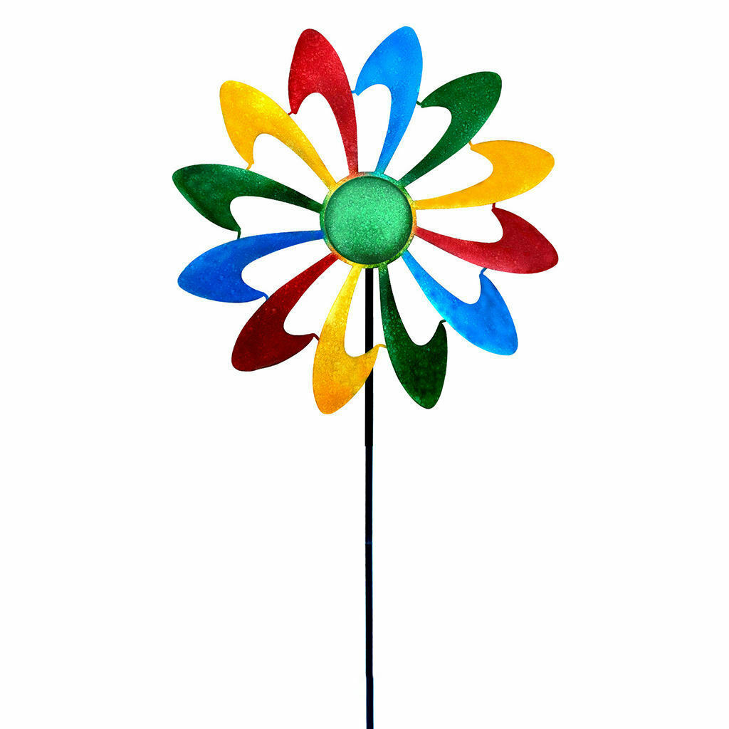 Metal Windmill Stake Spinner Outdoor Yard Art Decor for Yard Decorations Garden