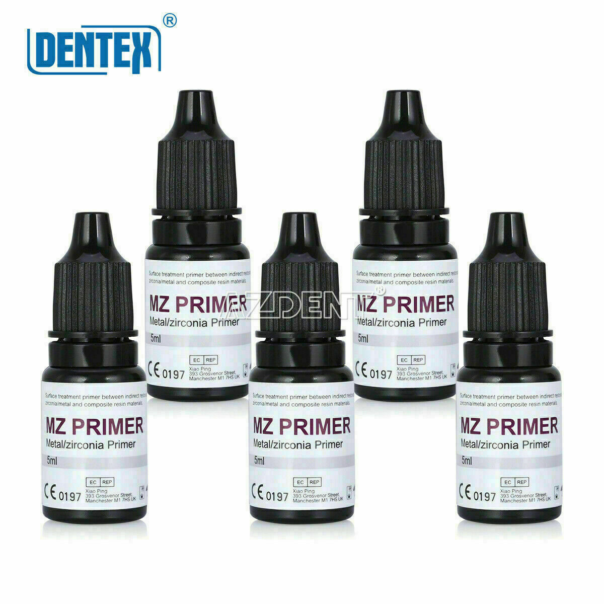 5Bottle DENTEX Dental Composite to Bond & Repair MZ Primer Metal Zirconia Primer