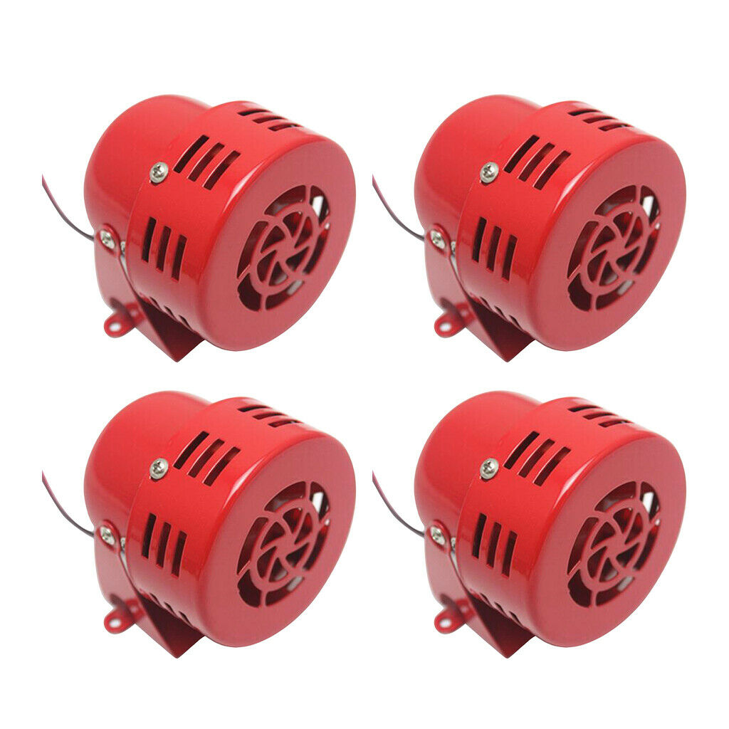 4Pcs 12V 3'' Metal Car Truck Electric Driven Air Raid Siren Horn Alarm Red