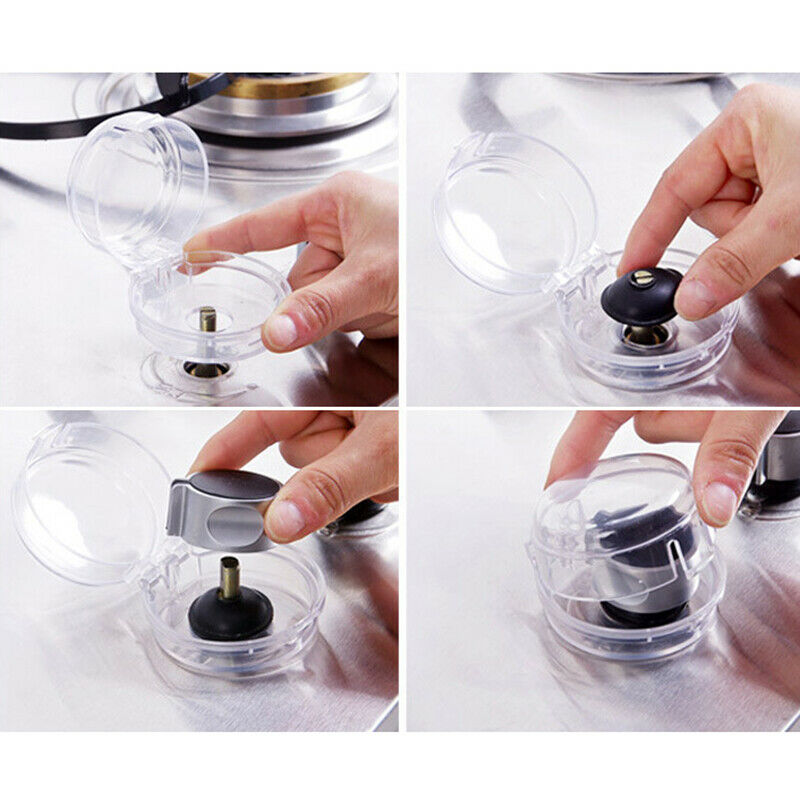 6pcs Gas Stove Oven Knob Cover Padlock Lid Lock Protector Baby Kitchen Safet Lt