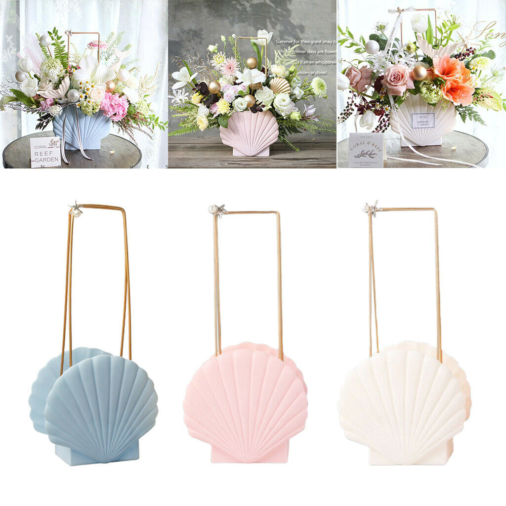 Novelty Shell Wedding Flower Girl Basket Flower Pot Garden Cafe Ornaments