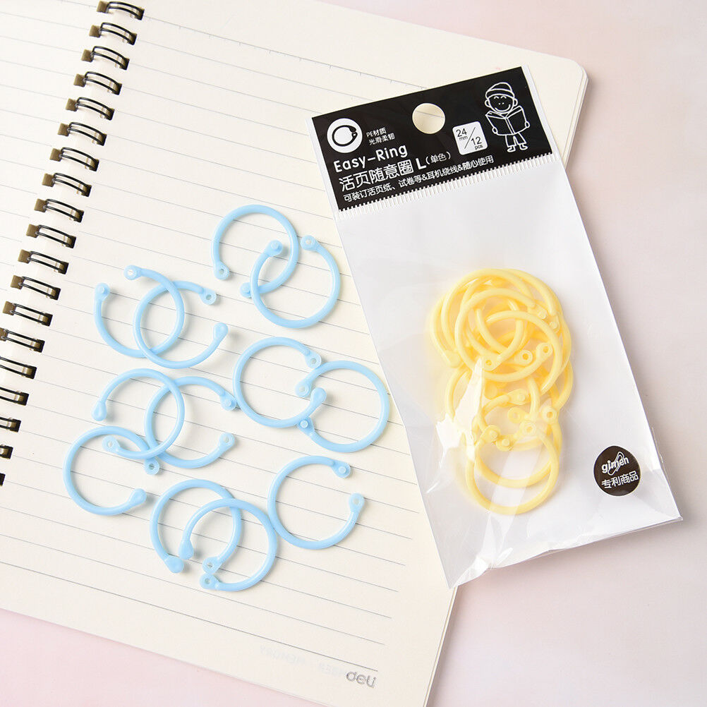 12Pcs Plastic Ring Binder for Spiral Notebook Diary Loose Leaf Book Bindin.l8