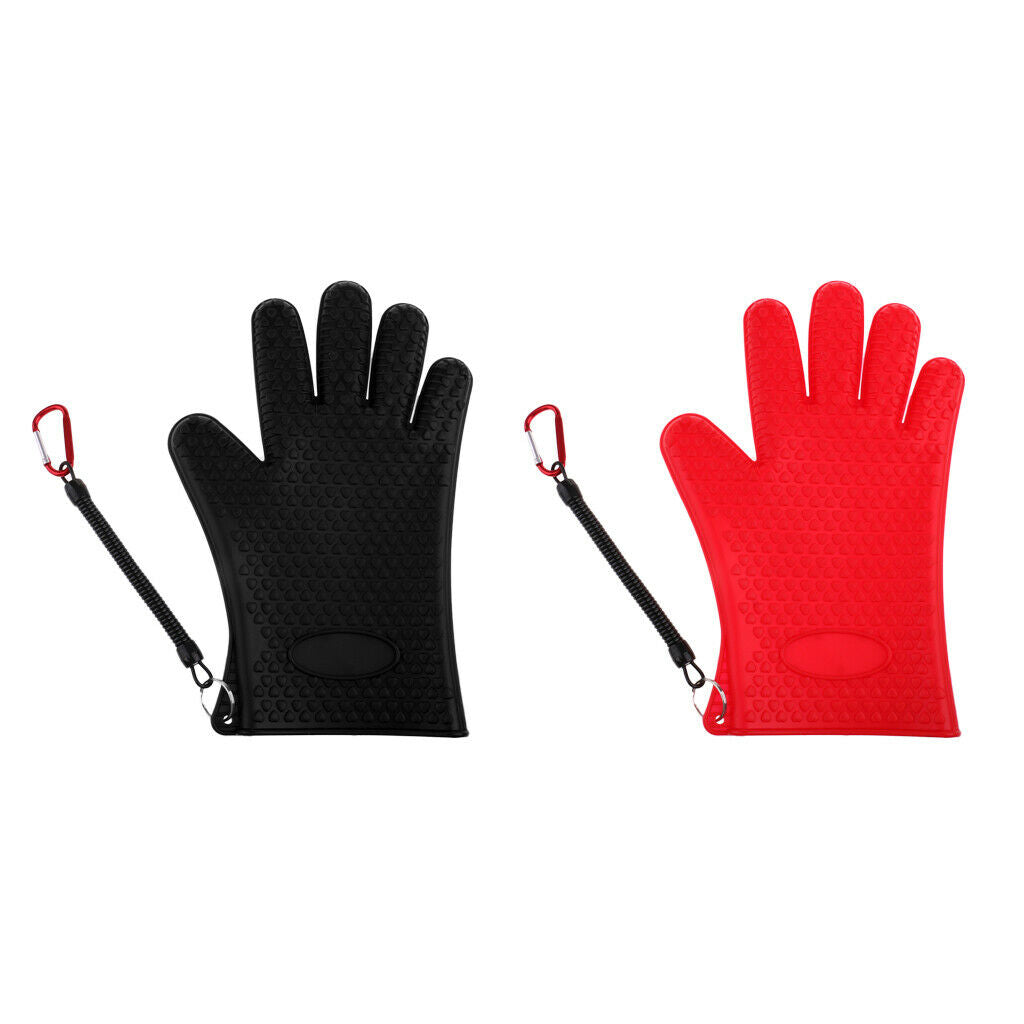 Catch Fish Gloves Anti-slip Fishing Gloves with Buckle Anti-slip Black