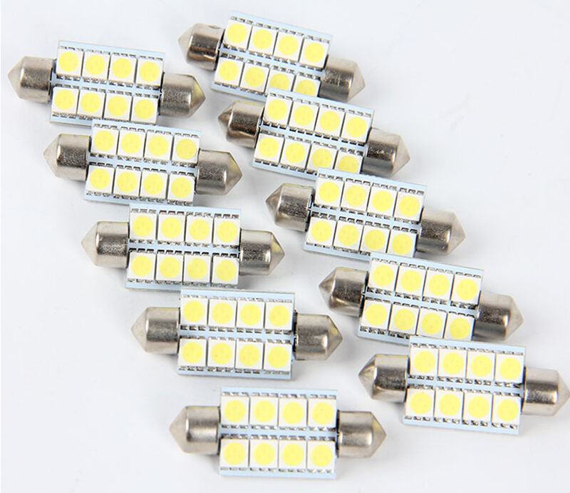10X 5050 41mm 8SMD Car Interior Dome Festoon LED Light Bulbs Lamp DC12VBDAU