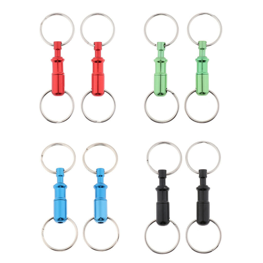 8Pcs/Set Aluminum Detachable Keychain Pull Apart Breakaway Key Rings Handy