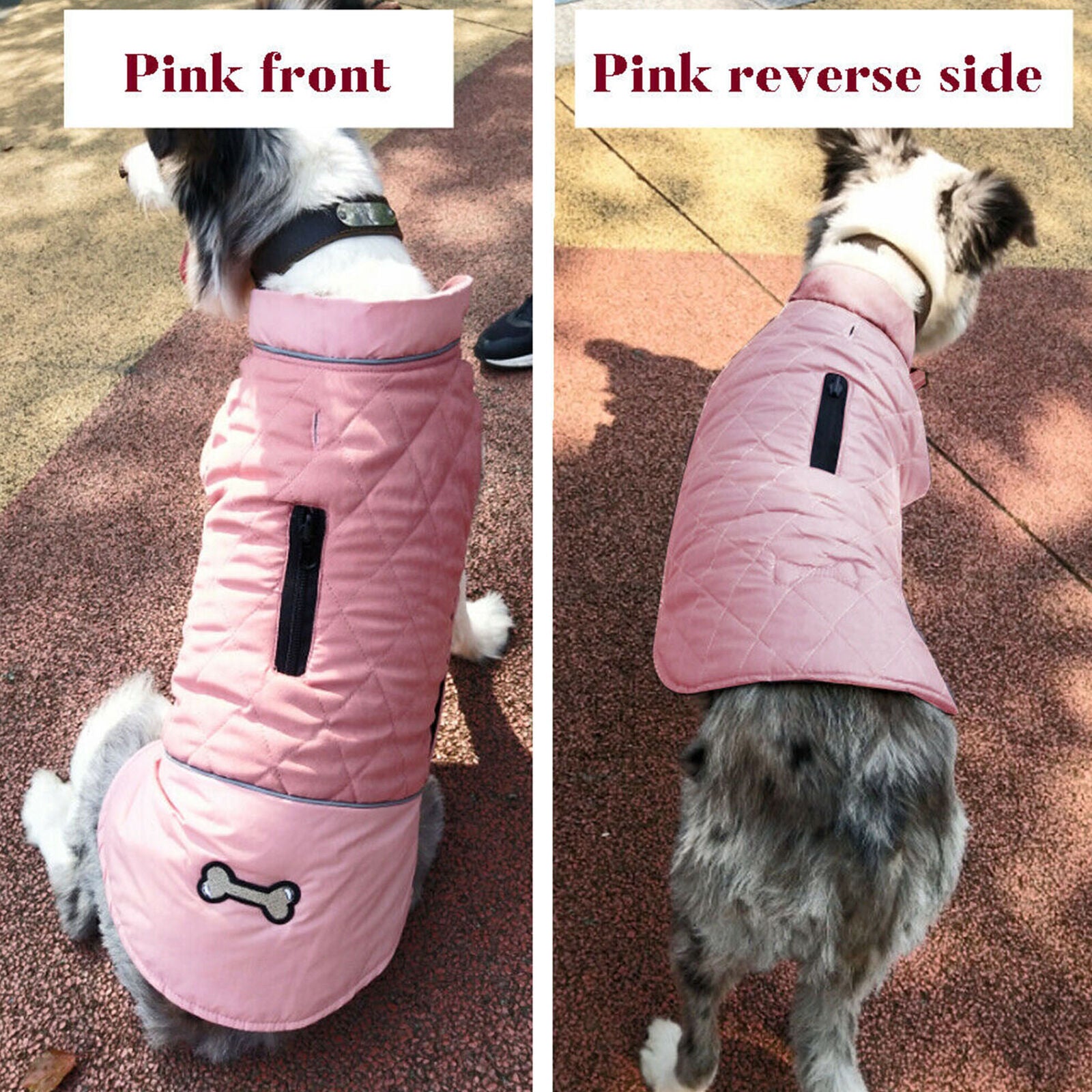 Small Dog Coat for Winter Waterproof Pet Clothes Medium Reflective Jacket Pink