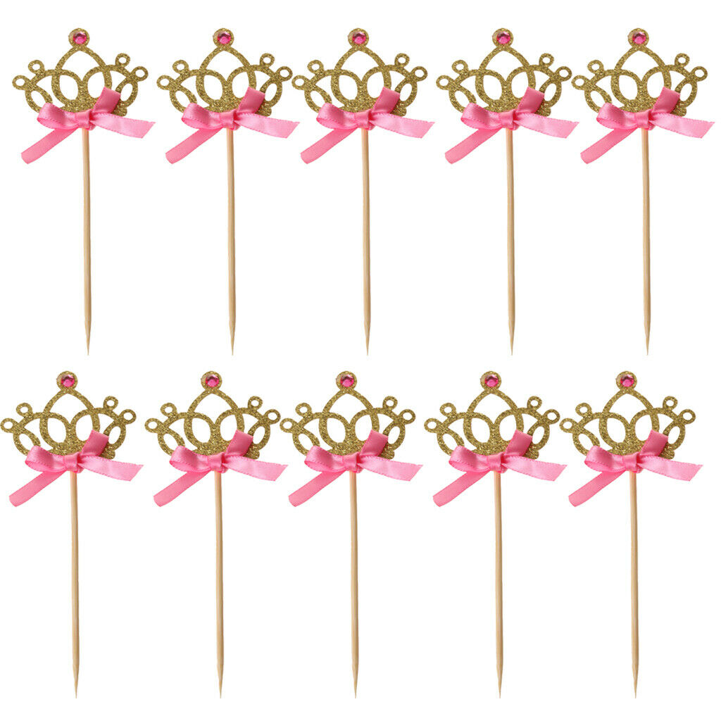 12xPink Paper Candy Gift Boxes Baby Shower Favors+20xCrown Cake Topper Picks