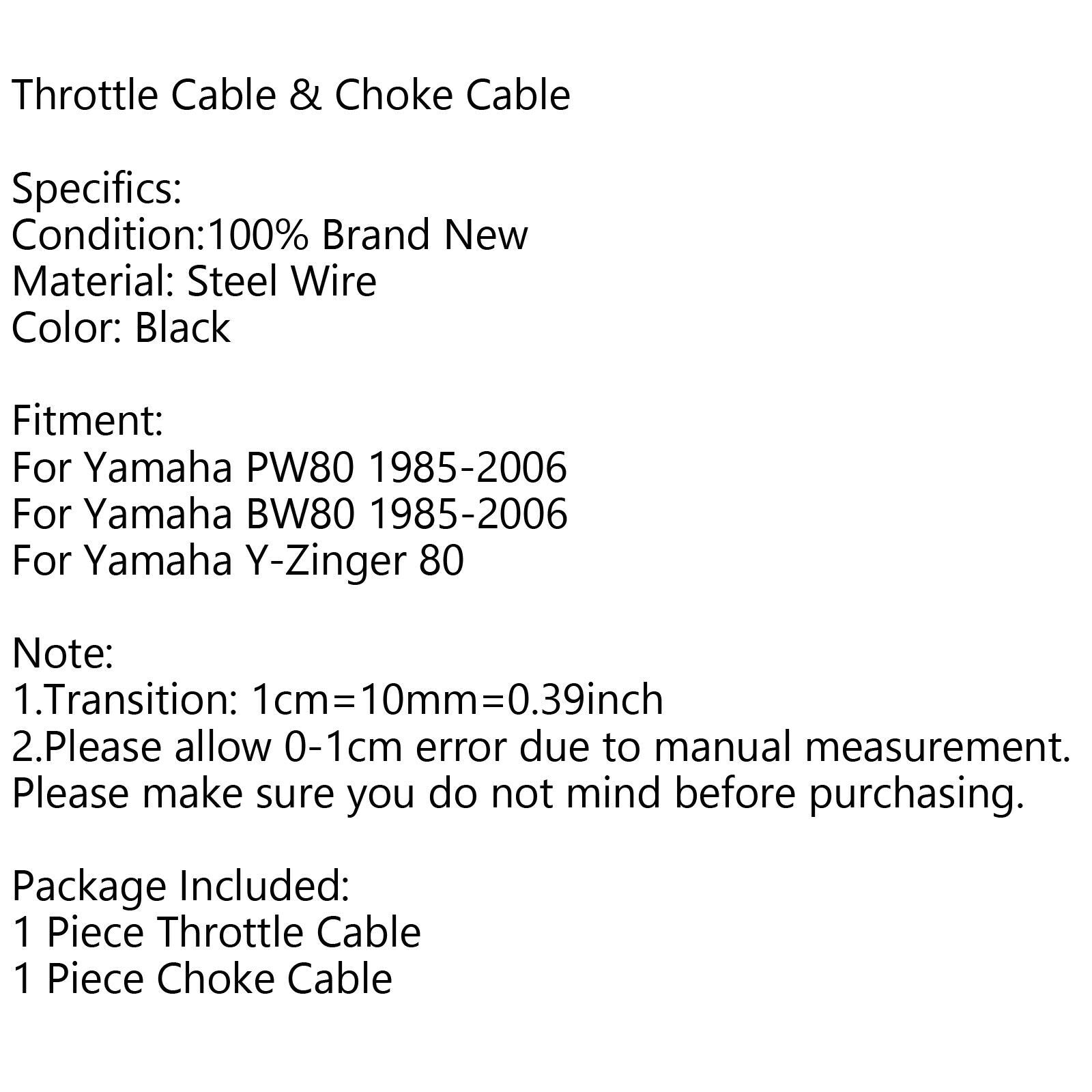 Throttle & Choke Cable For YAMAHA PW80 PW 80 1985-2006 EP